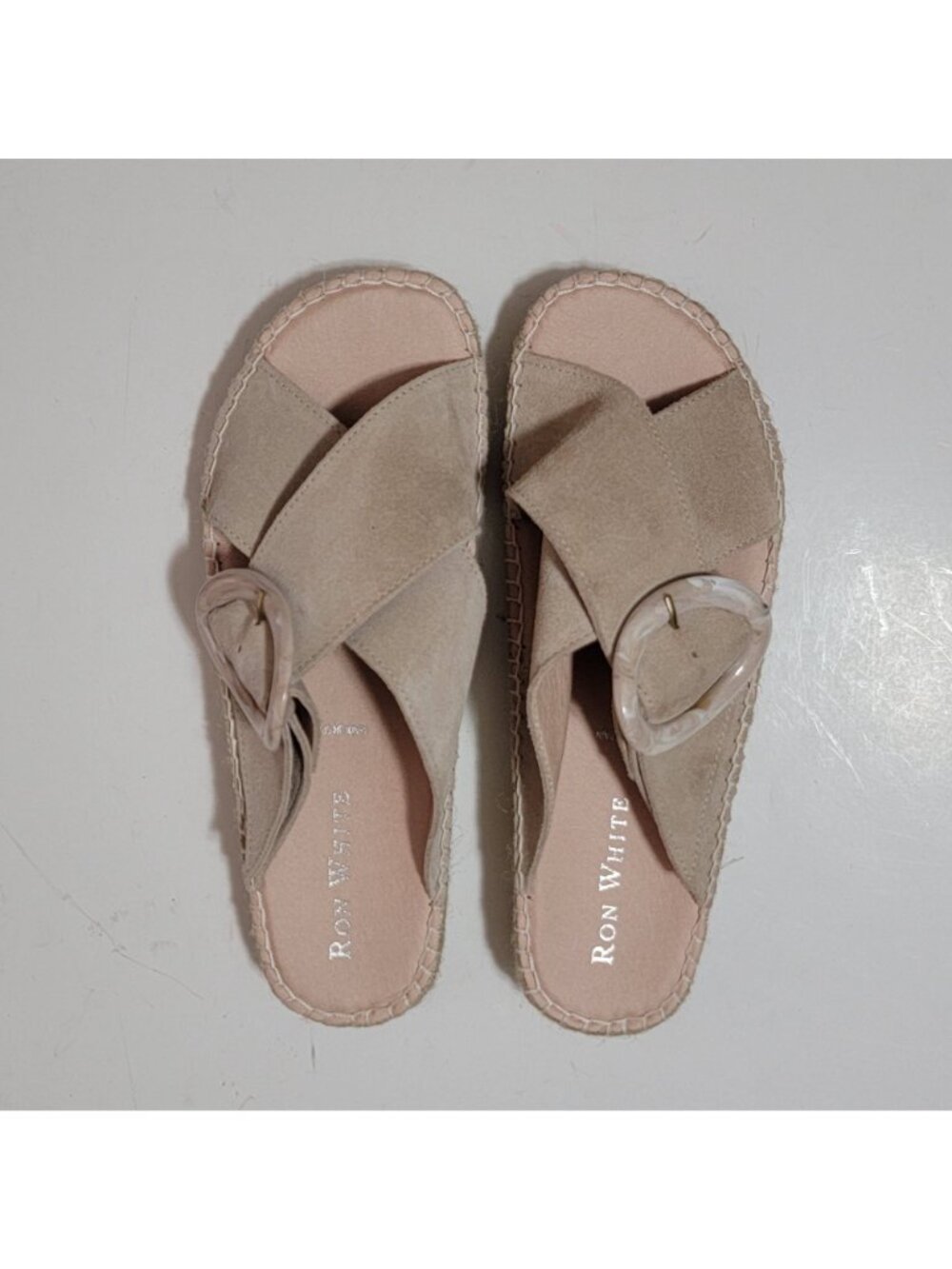 NEW Ron White Erin Crossband Slide Espadrille Sandals Old Money Womens 9.5 - Picture 4 of 9